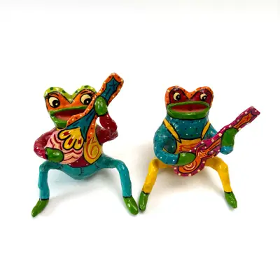 Figuras Decorativas de Ranas con Guitarra vintage - miniatura 1