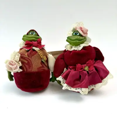 Figuras decorativas de ranas vintage - miniatura 1