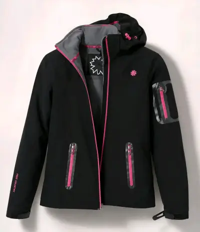 Chaqueta Softshell Negra con Detalles Rosados - miniatura 1
