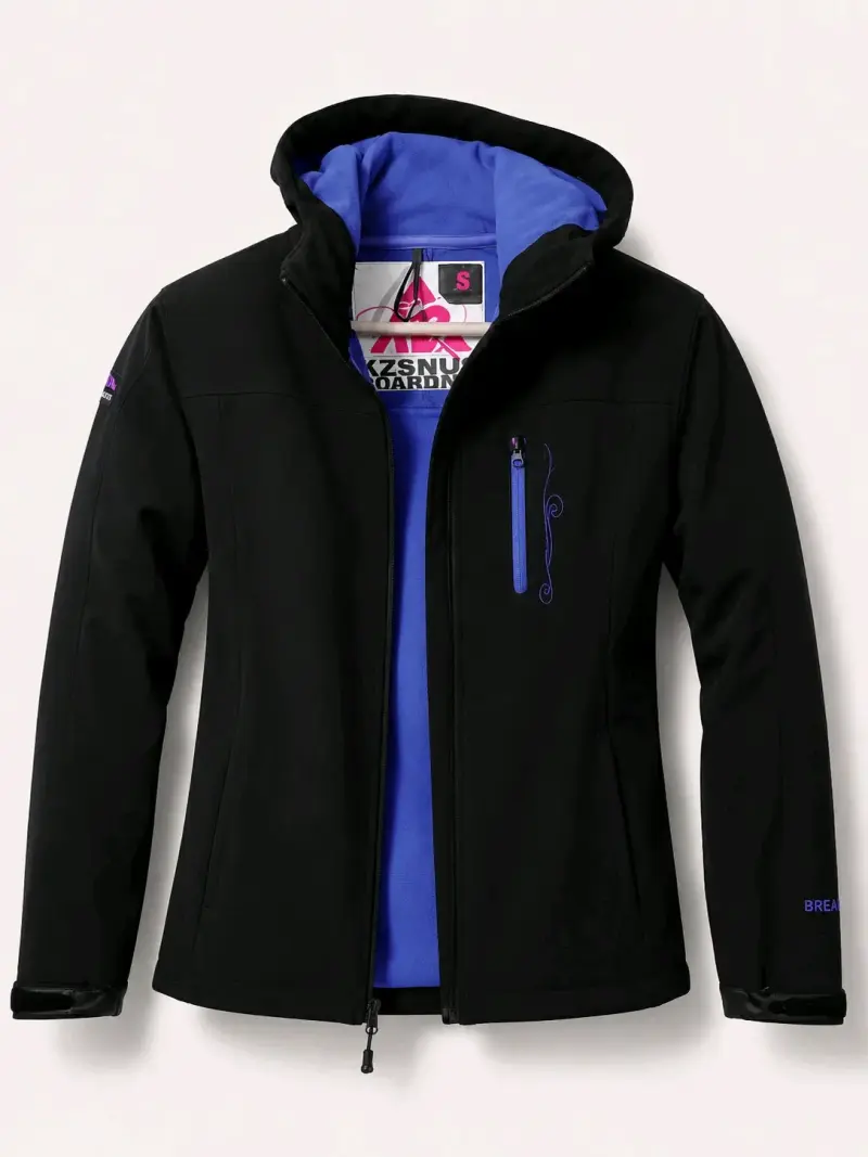 Chaqueta Softshell Negra con Detalles Rosados - 3