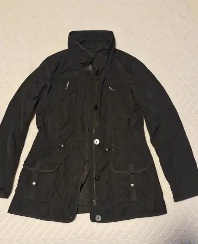Parka delgada negra cargo para mujer - miniatura 1