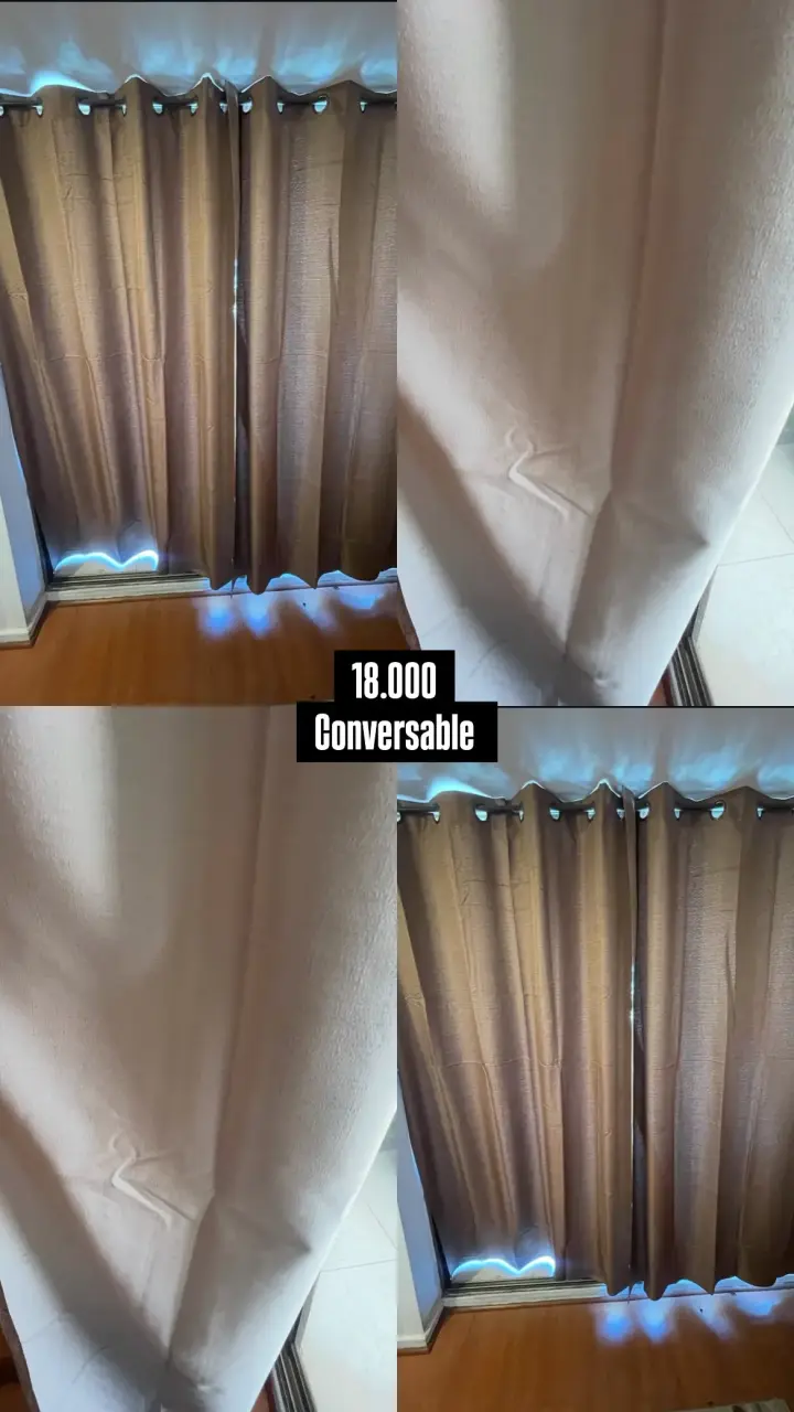 Cortinas opacas color beige con ojales - 1