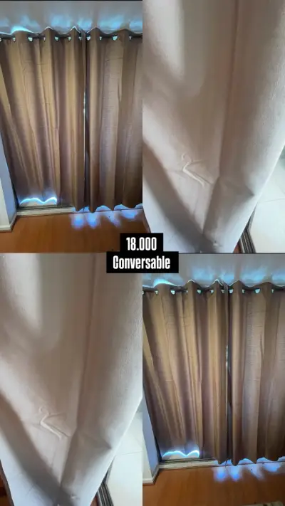 Cortinas opacas color beige con ojales - miniatura 1