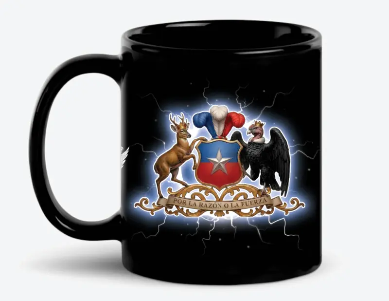 Taza de cerámica negra con diseño histórico - 2