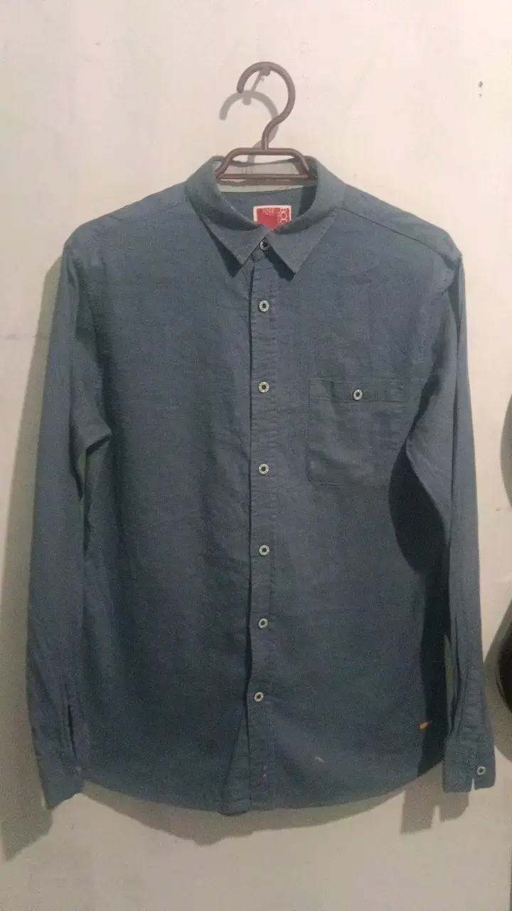 Camisa de hombre azul manga larga - 1