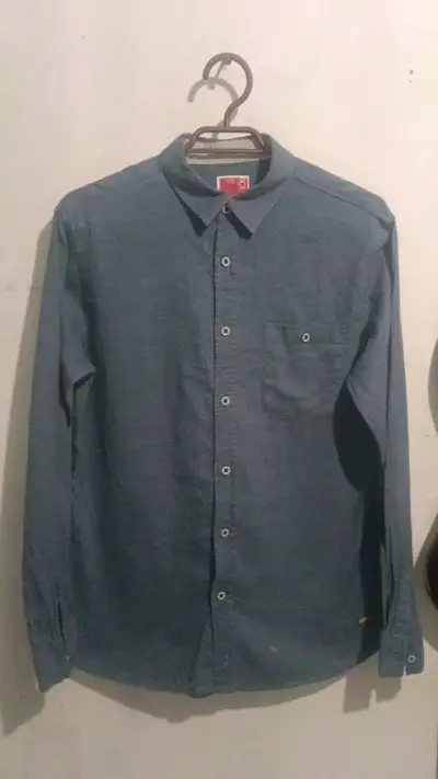 Camisa de hombre azul manga larga - miniatura 1