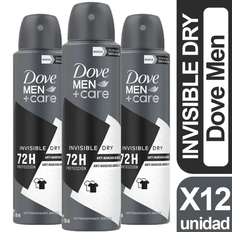 Pack de 12 Desodorantes Dove Men+Care Invisible Dry - 1