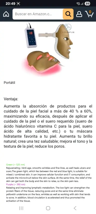 Máscara LED para terapia facial con control remoto - miniatura 4