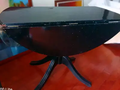Mesa redonda de madera roble estilo vintage - miniatura 2