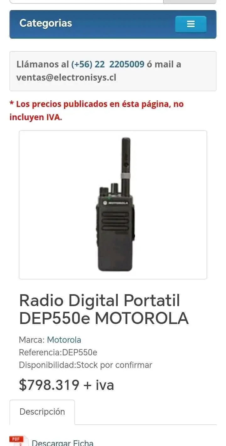 Radio Digital Portátil Motorola DEP550e - 1