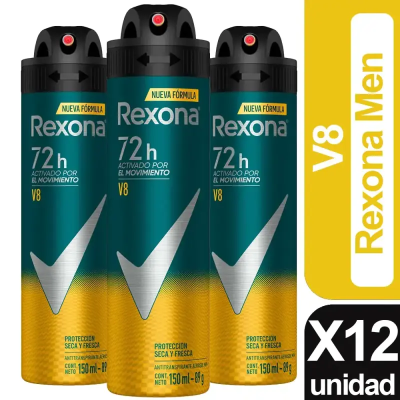 Pack de 12 Desodorantes Rexona Men V8 150ml - 1