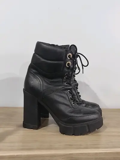 Botines Aldo de cuero negro con plataforma - miniatura 1