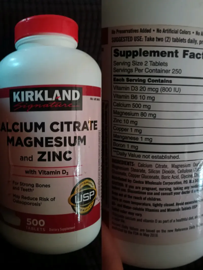 Suplemento Kirkland Calcio Magnesio Zinc 500 tabletas - 3