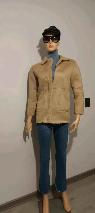 Abrigo gamolan de mujer beige con forro de lana - miniatura 1