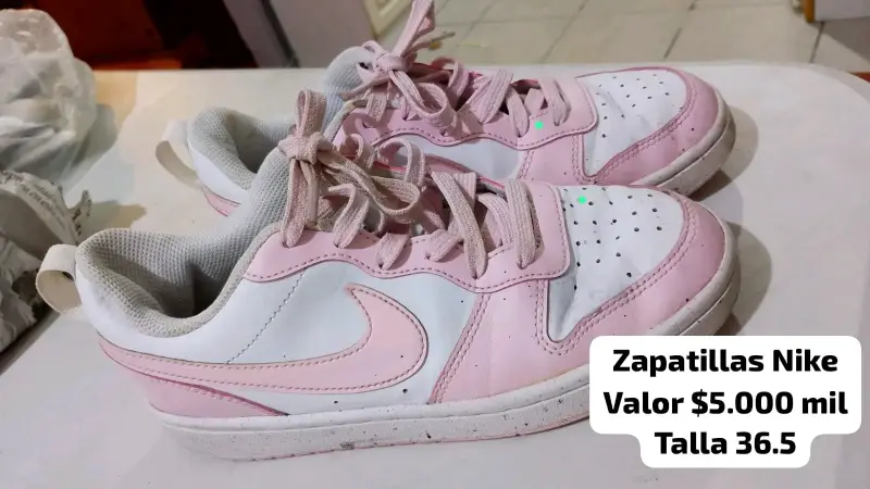 Zapatillas Nike blancas y rosadas talla 36.5 - 1