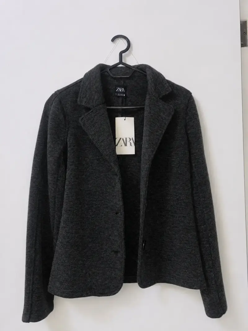 Chaqueta/blazer de lana gris Zara para mujer - 1