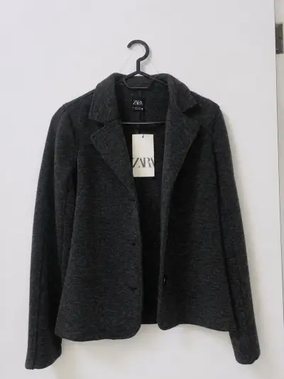 Chaqueta/blazer de lana gris Zara  para mujer - miniatura 1