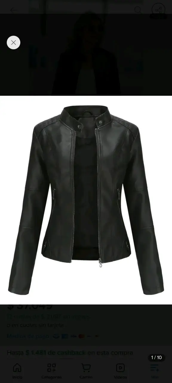 Chaqueta de cuero negra para mujer - 1