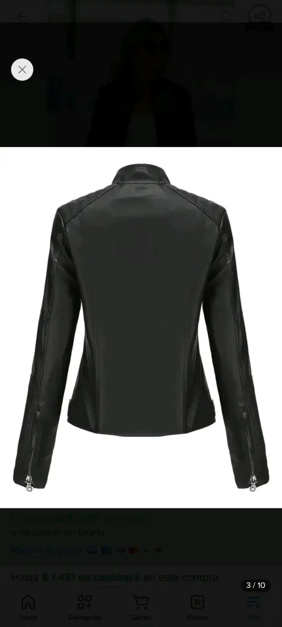 Chaqueta de cuero negra para mujer - 2