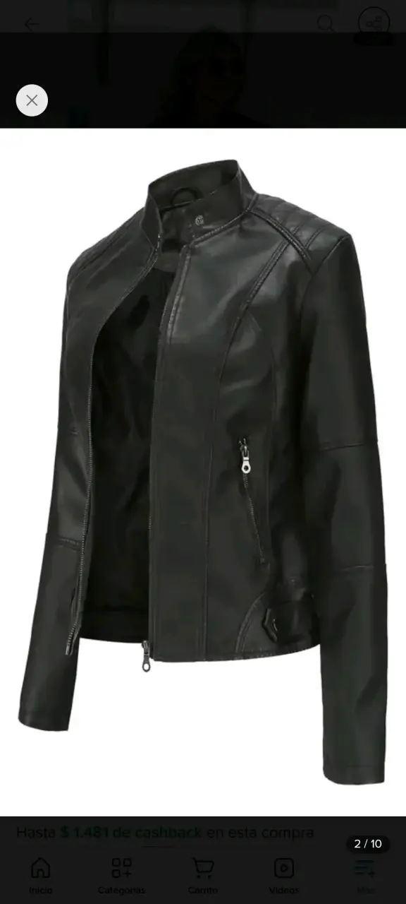 Chaqueta de cuero negra para mujer - 3
