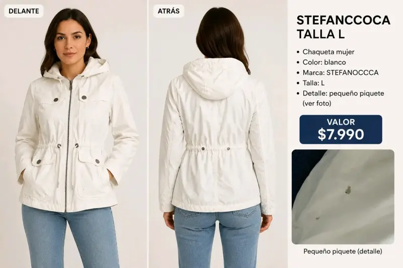 Chaqueta Mujer Blanca Stefanccoca Talla L