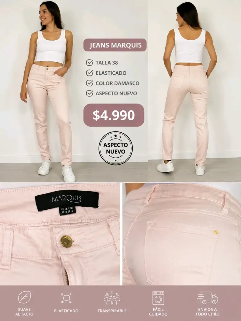Jeans elásticos color damasco Marquis talla 38