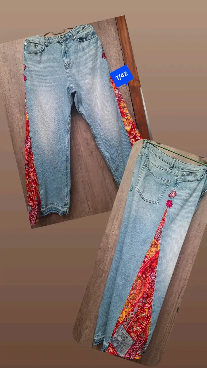 Jeans de mezclilla con paneles coloridos talla 42 - 2
