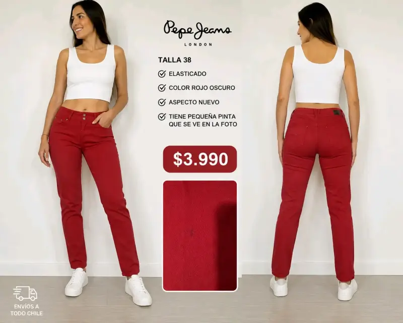 Jeans rojos elásticos Pepe Jeans talla 38