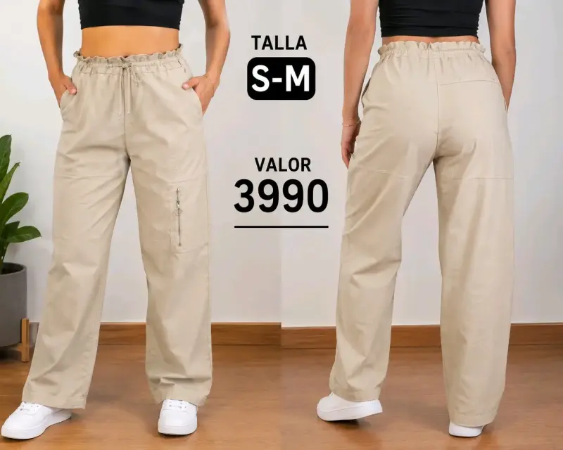 Pantalones cargo beige para mujer talla S-M
