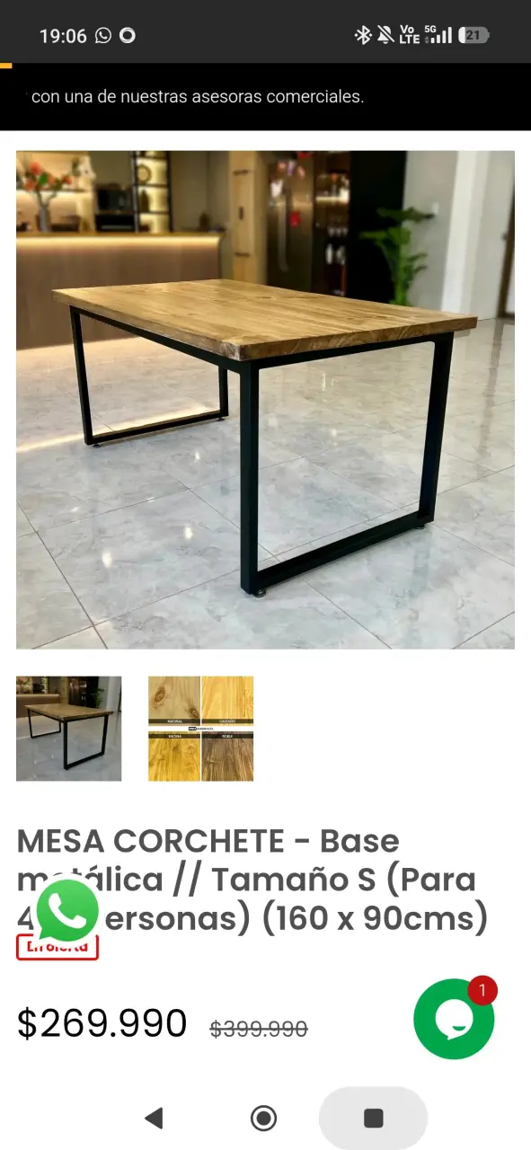 Mesa de comedor Corchete con 4 sillas metálicas - 2