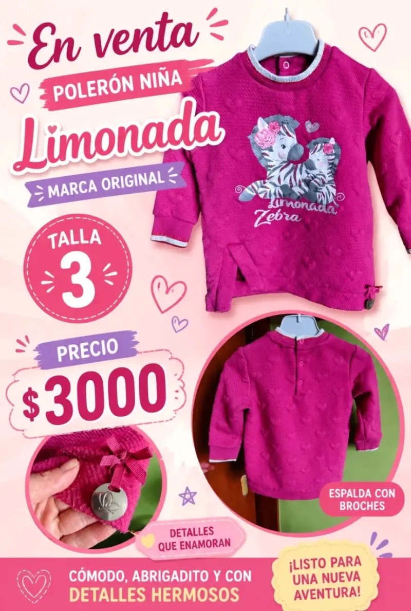 Poleron de polar niña Talla 3 - 4