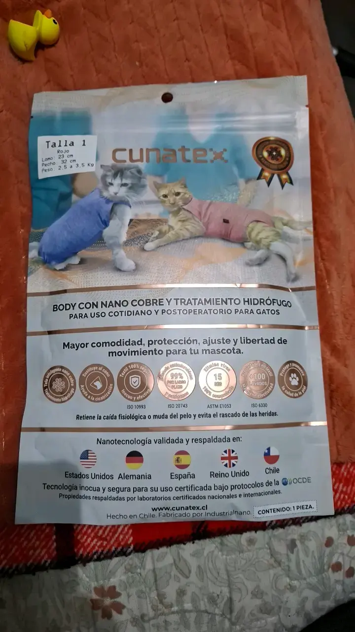 Body postoperatorio para gatos con nanocobre Cunatex - 1