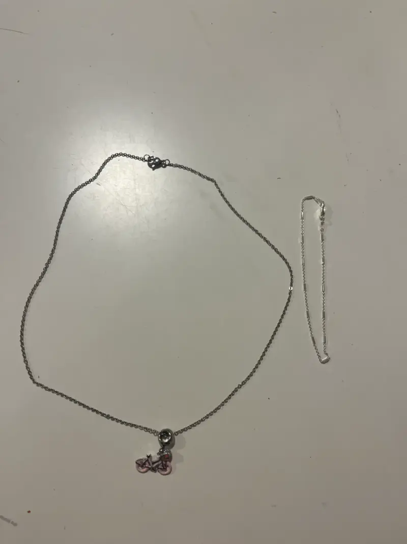 Collar de plata con dije de bicicleta + pulsera - 1