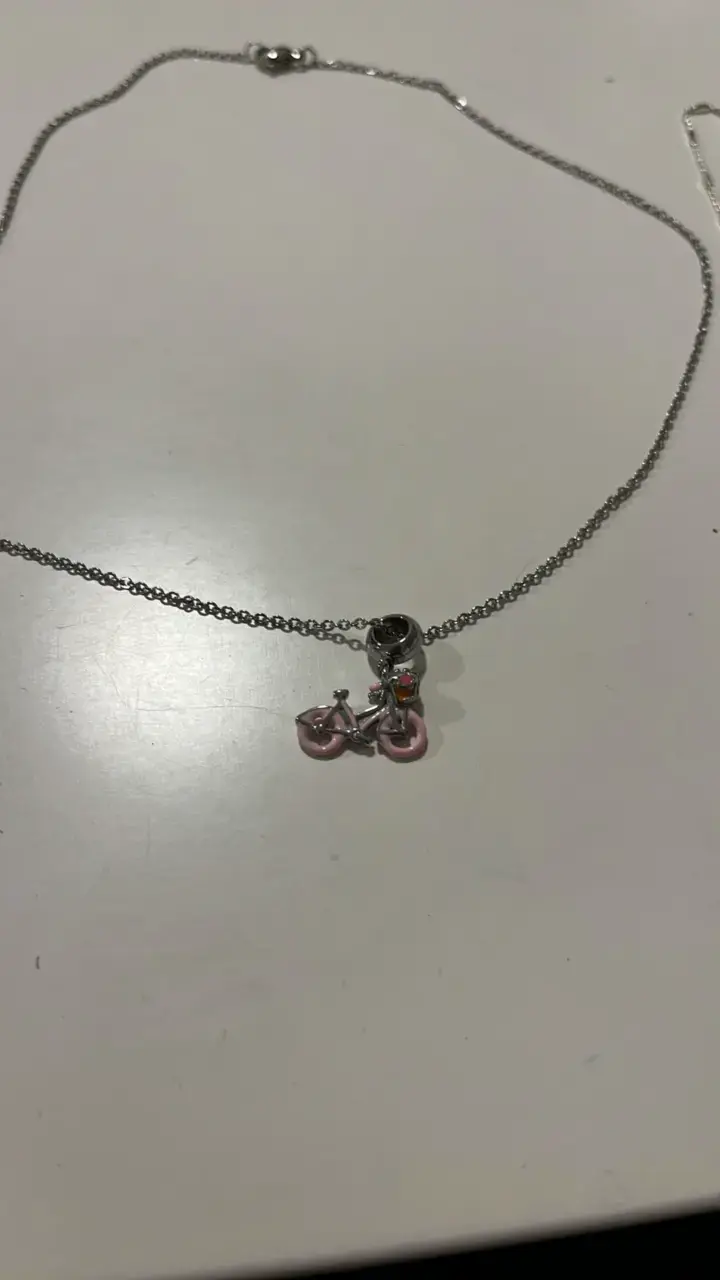 Collar de plata con dije de bicicleta + pulsera - 2