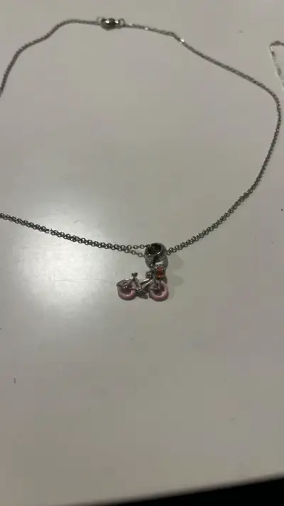Collar de plata con dije de bicicleta + pulsera - miniatura 2
