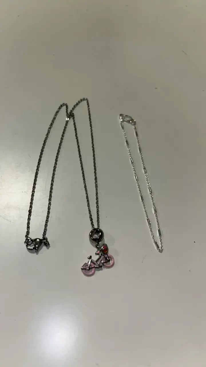 Collar de plata con dije de bicicleta + pulsera - 4