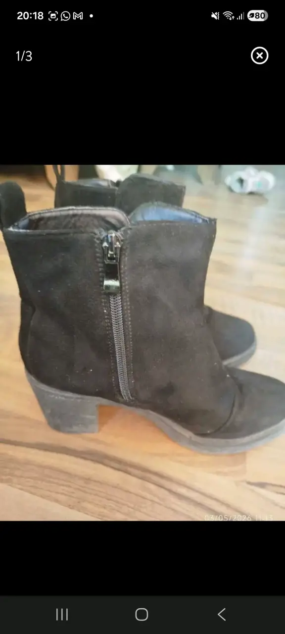 Botines de gamuza negros con cierre lateral - 1