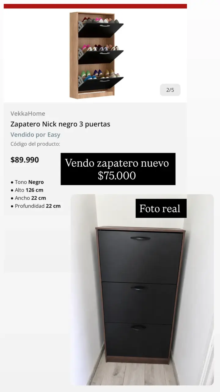 Zapatero Negro 3 Puertas VekkaHome - 2
