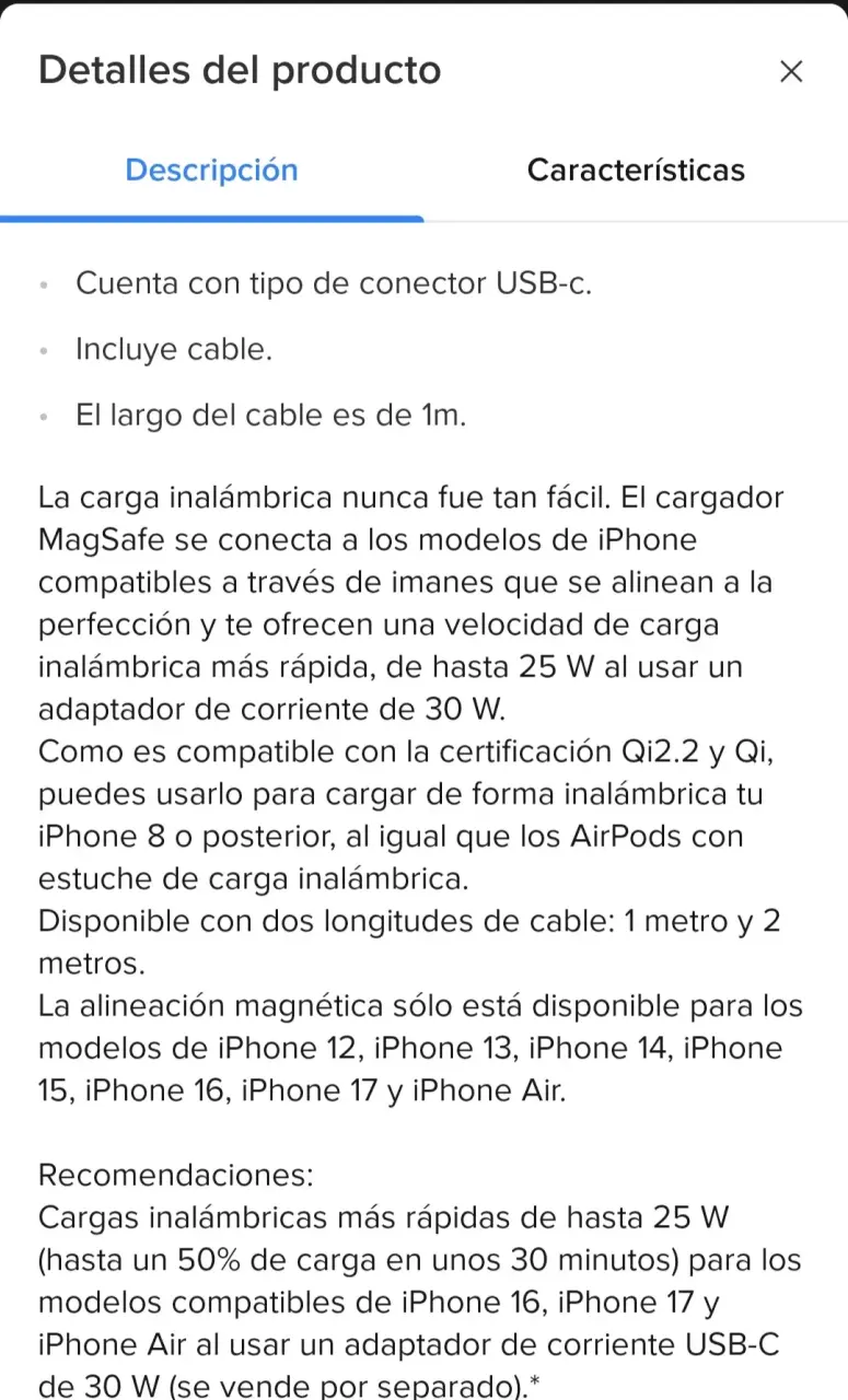 Cargador MagSafe Apple 1m Nuevo - 6