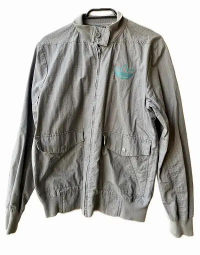 Chaqueta ADIDAS deportiva gris con logo bordado - miniatura 1