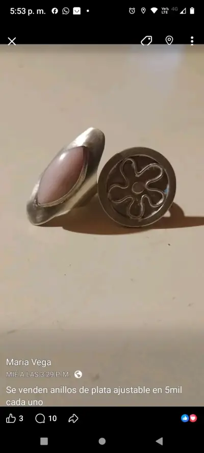 Anillos de plata ajustables con diseño único - miniatura 1