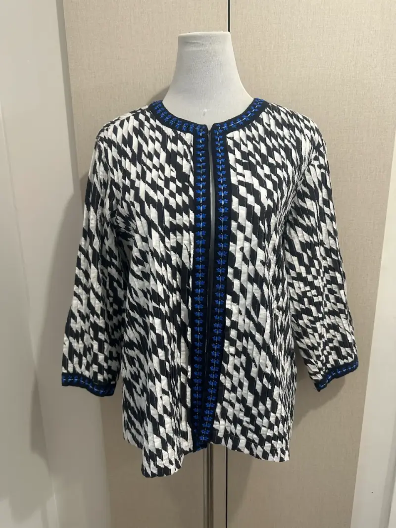 Chaqueta Boho blanco con negro y azul - 1