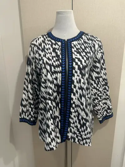 Chaqueta Boho blanco con negro y azul - miniatura 1