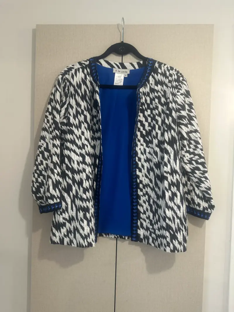 Chaqueta Boho blanco con negro y azul - 4