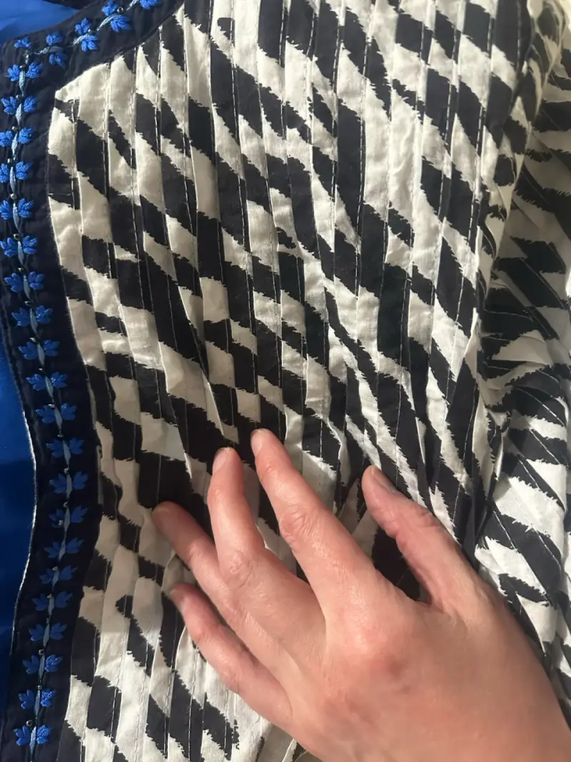 Chaqueta Boho blanco con negro y azul - 6