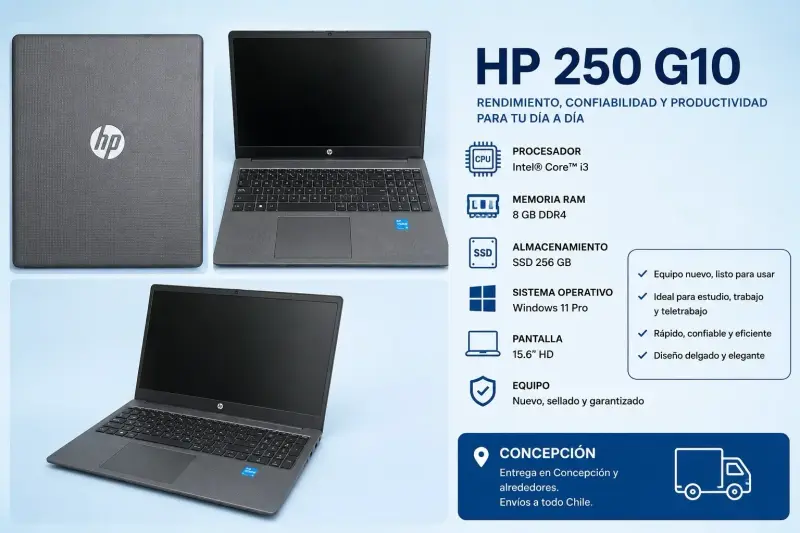 Laptop HP 250 G10 Intel Core i3 8GB RAM 256GB SSD