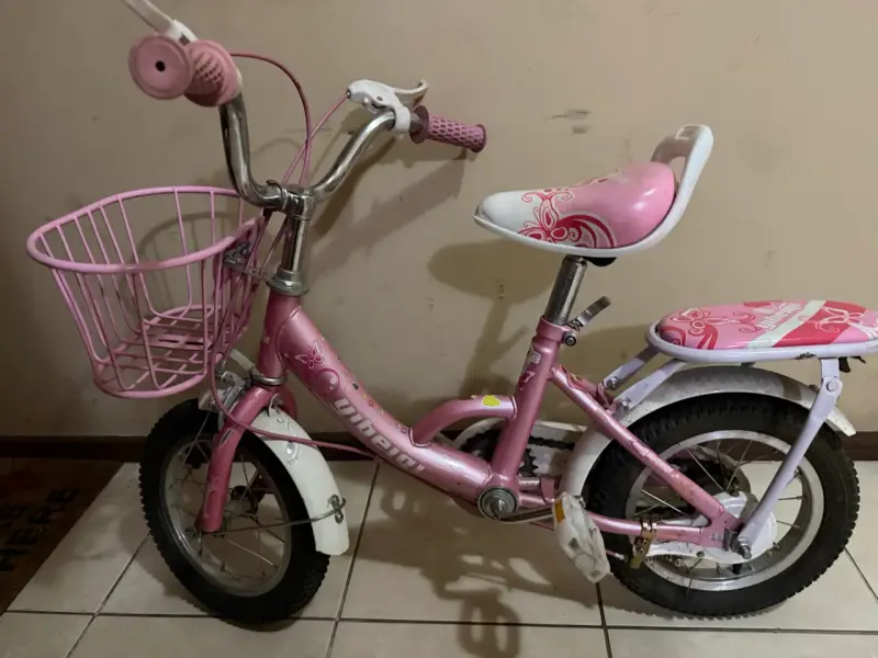 Bicicleta infantil rosada con canasto - 2