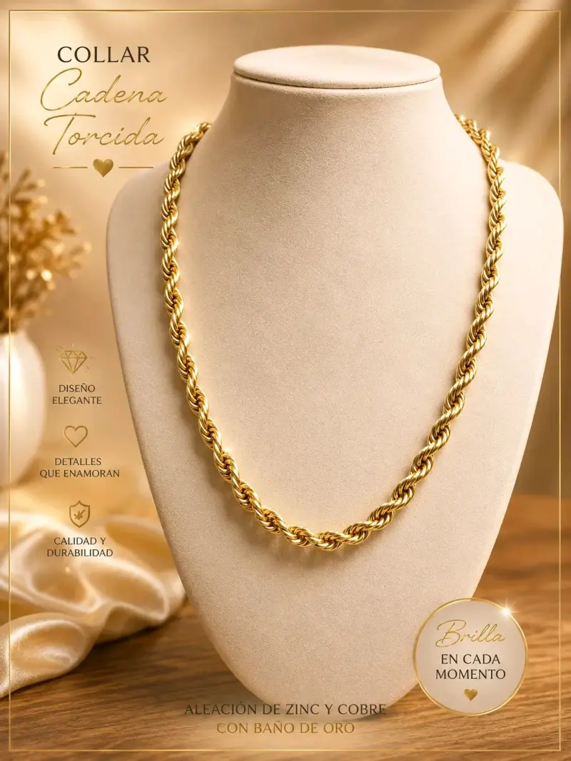 Collar de cadena torcida con baño de oro
