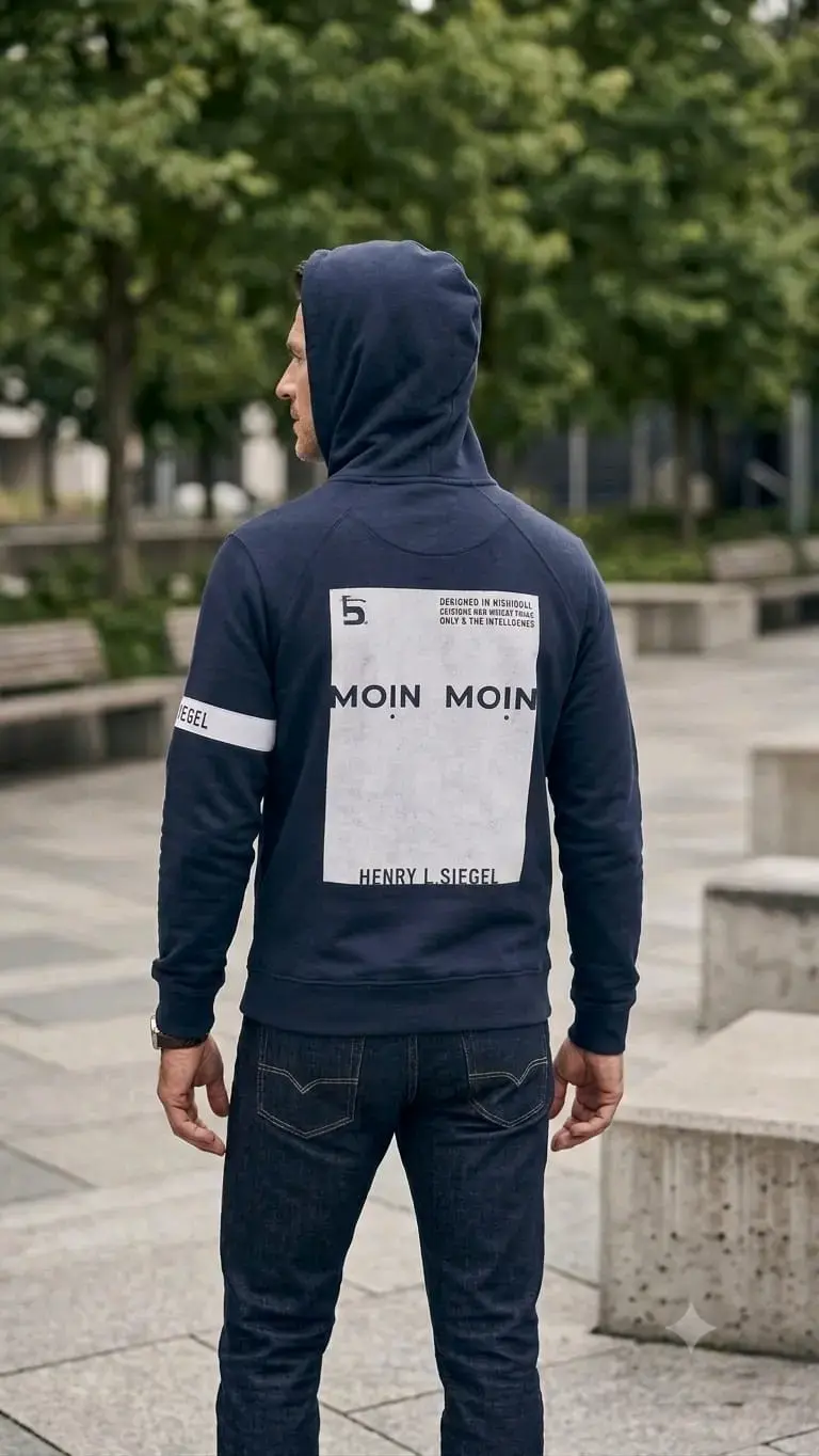 Polerón con capucha azul marino para hombre - 2