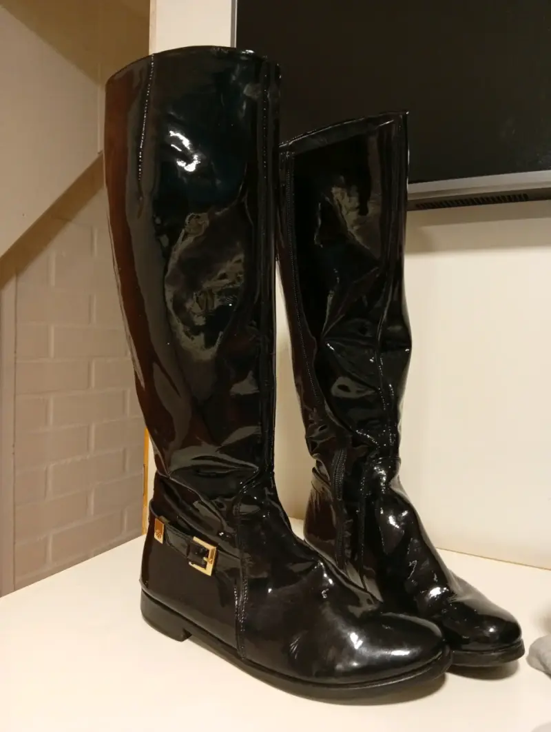 Botas largas de cuero marrón para mujer - 3